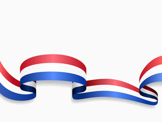 Dutch flag wavy abstract background. Vector illustration.