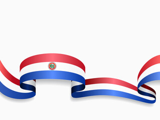 Paraguayan flag wavy abstract background. Vector illustration.