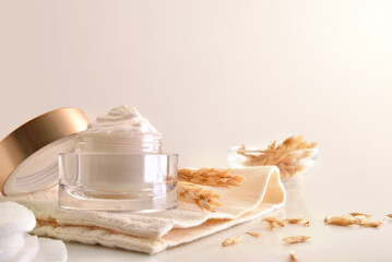 Oat moisturizer cream acne treatment with spikes on white front