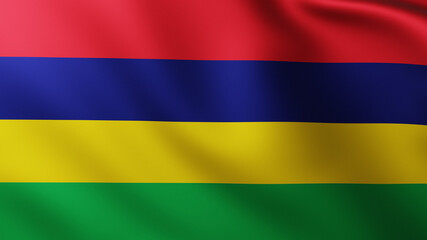 Large Flag of Mauritius fullscreen background in the wind