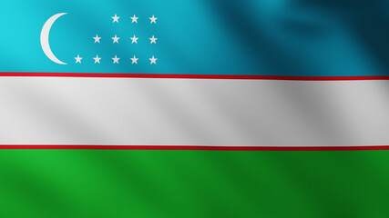 Large Flag of Uzbekistan fullscreen background in the wind