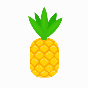 Pineapple. Illustration of pineapple fruit with isolated cartoon style on white. summer fruits, for a healthy and natural life, Vector illustration.
