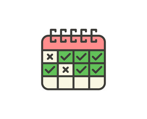 Calendar flat icon. Thin line signs for design logo, visit card, etc. Single high-quality outline symbol for web design or mobile app. Marketing outline pictogram.