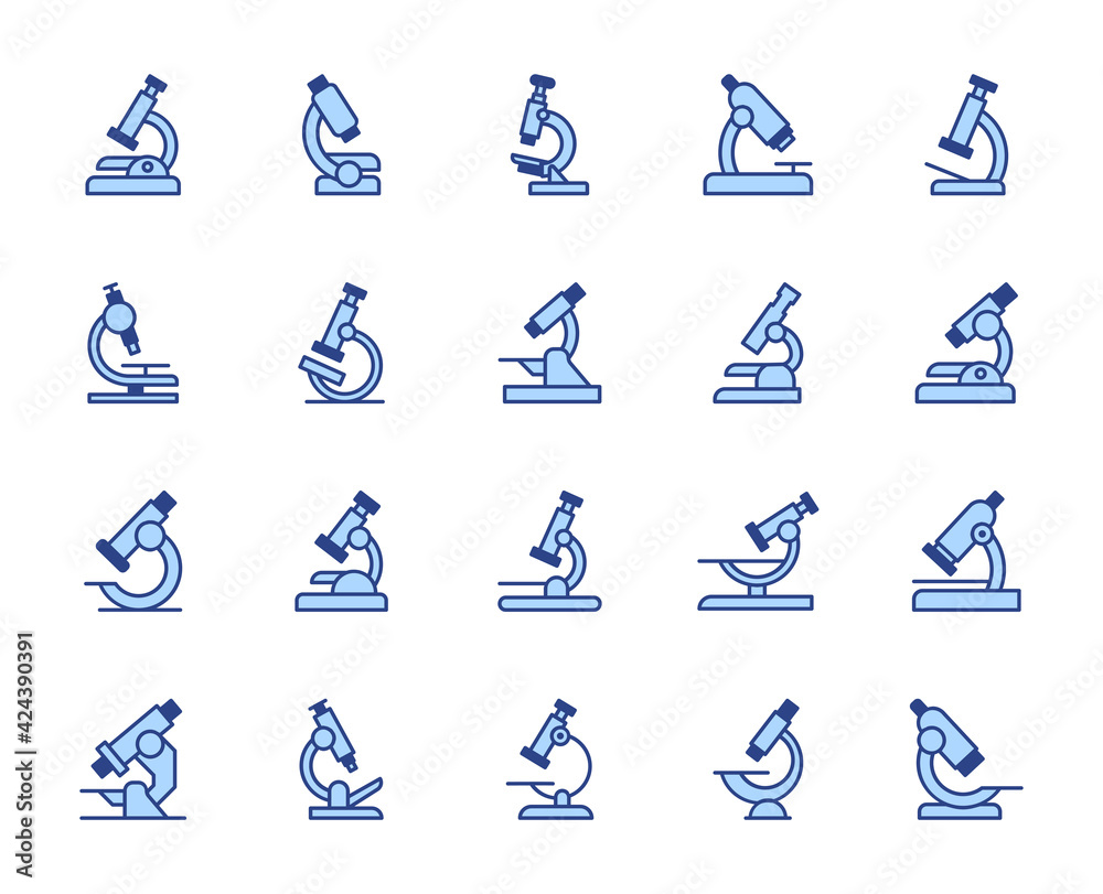 Fototapete microscope design icons set. thin line vector icons for mobile concepts and web apps. premium qualit