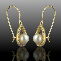 gold earrings with diamonds and pearls