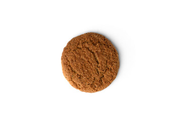Oat cookie isolated on white background.