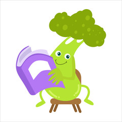 Cute Broccoli Flat Cartoon Character Vector Template Design Illustration