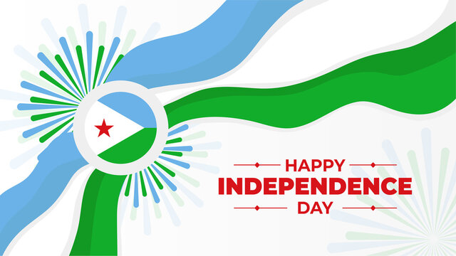 Djibouti independence day template banner post design, flag country theme, vector - Powered by Adobe