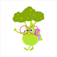 Cute Broccoli Flat Cartoon Character Vector Template Design Illustration
