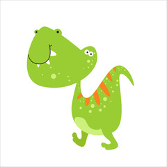 Cute Dino Flat Cartoon Character Vector Template Design Illustration