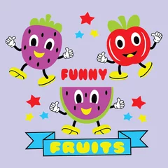 Fotobehang happy funny fruits cartoon vector illustration  © LoisGoyette