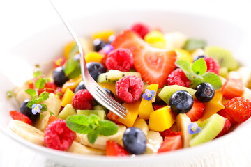 colorful fresh juicy fruit salad