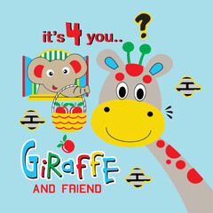 giraffes elephants partying cartoon vector illustration 
