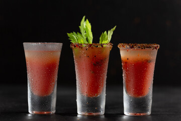 Bloody Mary alcoholic cocktail with vodka and tomato juice