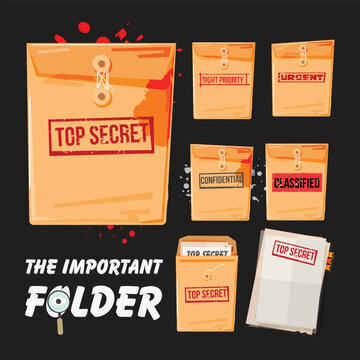 Top secret folder and paper set - vector