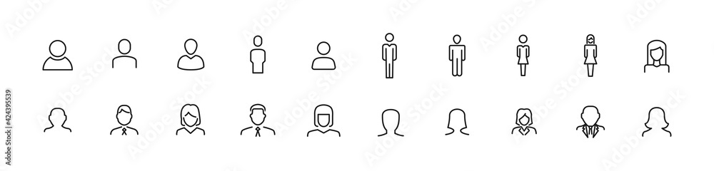 Canvas Prints set of user line icons.