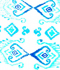 Ethnic Moroccan Ikat. Water Tie Cloth Style