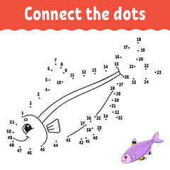Obraz premium Dot to dot game. Draw a line. For kids. Activity worksheet. Coloring book. With answer. Cartoon character. Vector illustration.