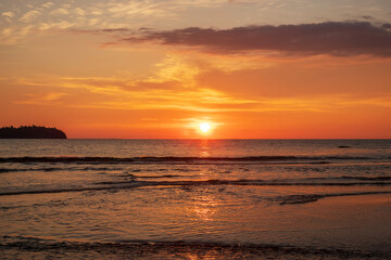 Beautiful sunset over ocean. Seascape and cloudscape concept