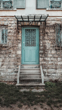 Paris, France 01-04-2021: a vintage entrance to a house in chatou
