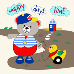 Obraz na płótnie Canvas bear toy car cartoon vector illustration 