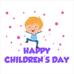 Happy Children Day Character Flat Cartoon Vector Template Design Illustration