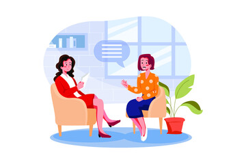 Job interview - Business woman listen to candidate answers