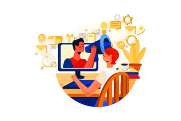 Online Digital Marketing Vector Illustration concept. Flat illustration isolated on white background.