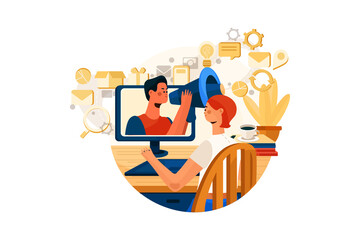 Online Digital Marketing Vector Illustration concept. Flat illustration isolated on white background.