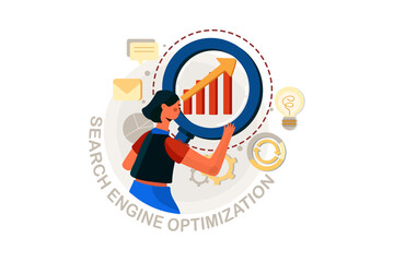 Search Engine Optimization Vector Illustration concept. Flat illustration isolated on white background.