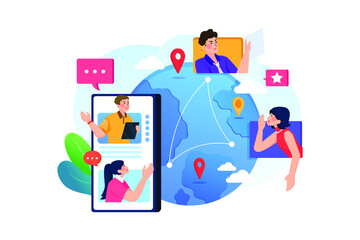 Make a network Vector Illustration concept