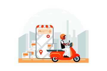 Fast Delivery By Scooter. Delivery Service Illustration