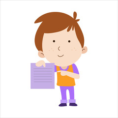 Kid Presentation Character Flat Cartoon Vector Template Design Illustration