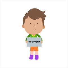 Kid Presentation Character Flat Cartoon Vector Template Design Illustration