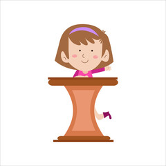 Kid Presentation Character Flat Cartoon Vector Template Design Illustration