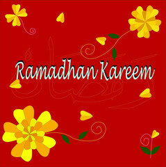 Obraz premium Ramadan Kareem gold theme with red background vector design illustration