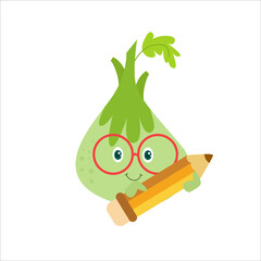 Cute Onion Character Flat Cartoon Vector Template Design Illustration