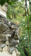 Obraz premium One old brick made tower located in one temple of the China