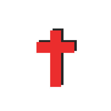 red christian cross icon isolated Illustration