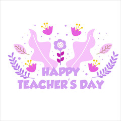Obraz na płótnie Canvas Happy Teacher Day Character Flat Cartoon Vector Template Design Illustration