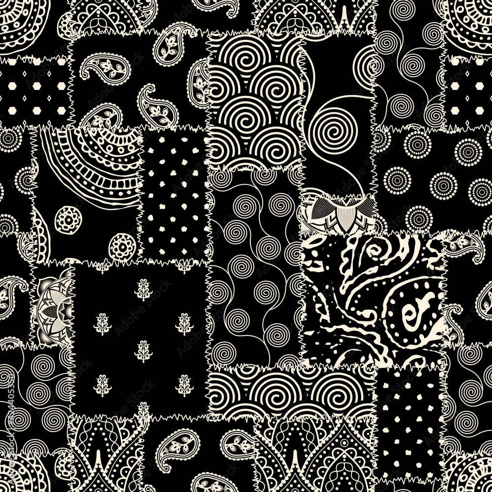 Poster Patchwork textile pattern. Seamless quilting design background.