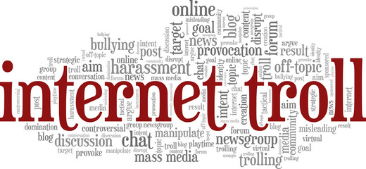 Internet Troll vector illustration word cloud isolated on a white background.