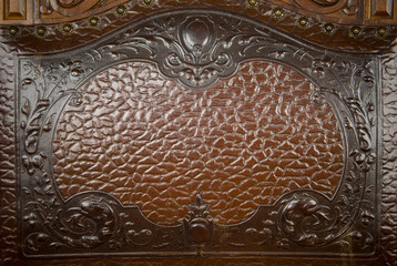 Obraz premium Vintage brown leather texture closeup .