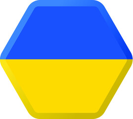 Flag of  Ukraine hexagonal icon with smoothed corners, shadows and lights