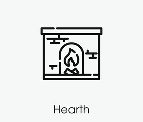 Hearth vector icon.  Editable stroke. Linear style sign for use on web design and mobile apps, logo. Symbol illustration. Pixel vector graphics - Vector