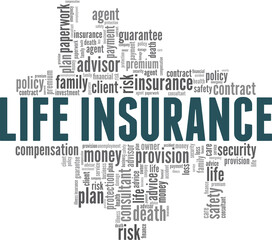 Life insurance vector illustration word cloud isolated on a white background.