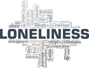 Loneliness vector illustration word cloud isolated on a white background.