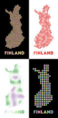 Finland map. Collection of map of Finland in dotted style. Borders of the country filled with rectangles for your design. Vector illustration.