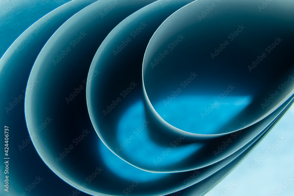 Wall mural abstract blue colored background with curved lines and shapes