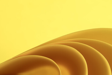 Abstract yellow colored background with curved lines and shapes
